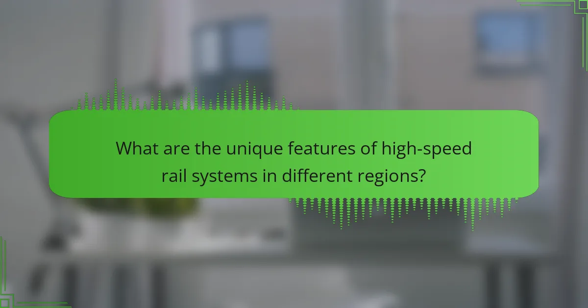 What are the unique features of high-speed rail systems in different regions?
